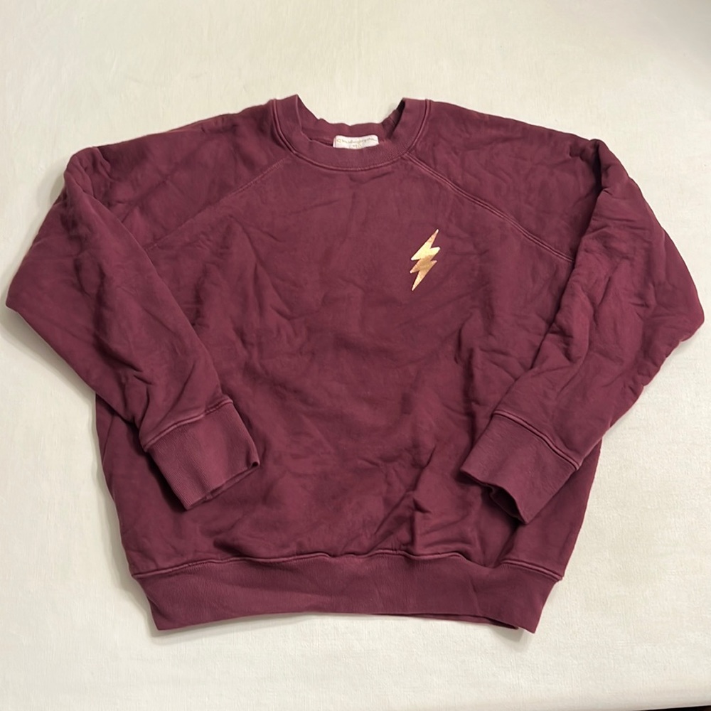SPIRITUAL GANGSTER Burgundy Red Peace Love Light Crewneck Sweatshirt